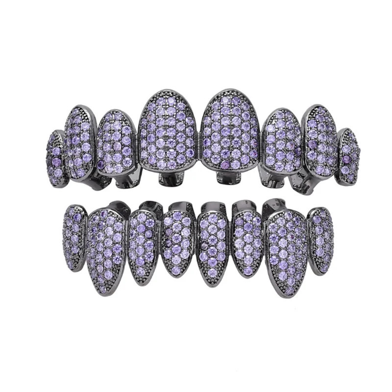 Hip Hop Cubic Zircon Teeth Grills Dental Mouth Punk Tooth Caps Cosplay Rapper Jewelry 250318