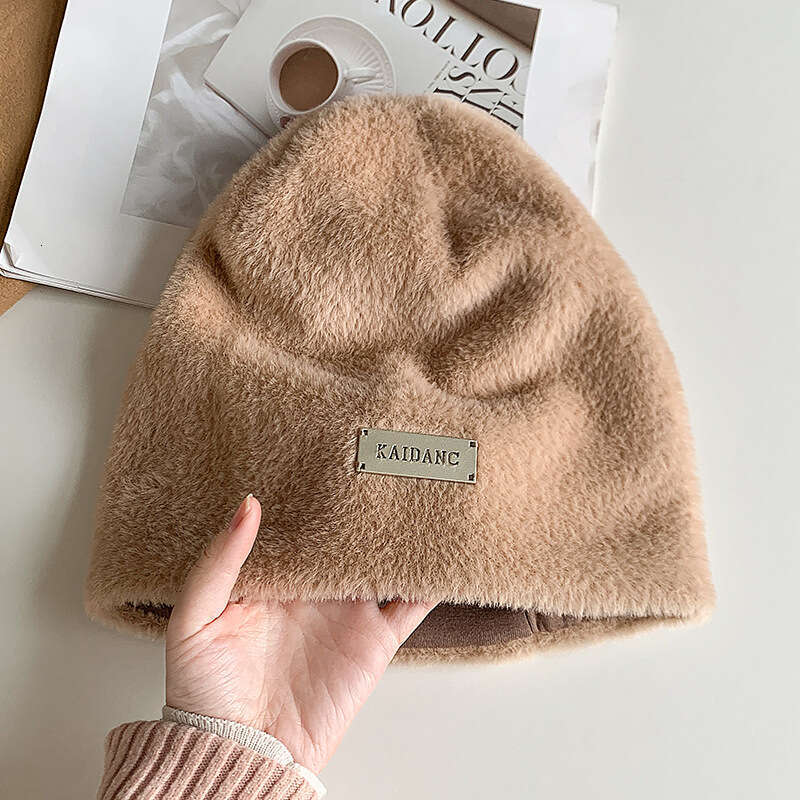 Korean version imitation mink fur pile cap for women, autumn and winter thick warm hood, anti steel standard plush cold hat