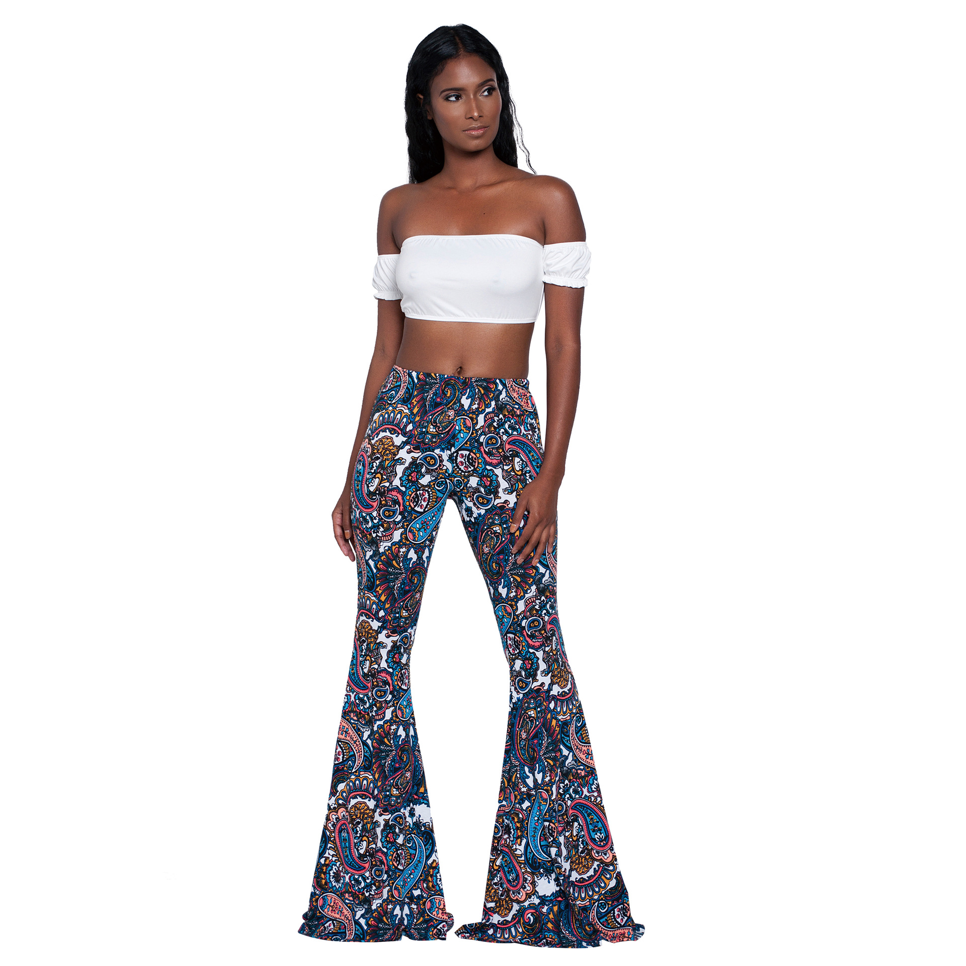 CNLONGBIDA Women's Pants Street Fashion Long pants goddess slim fit micro flared pants 2192