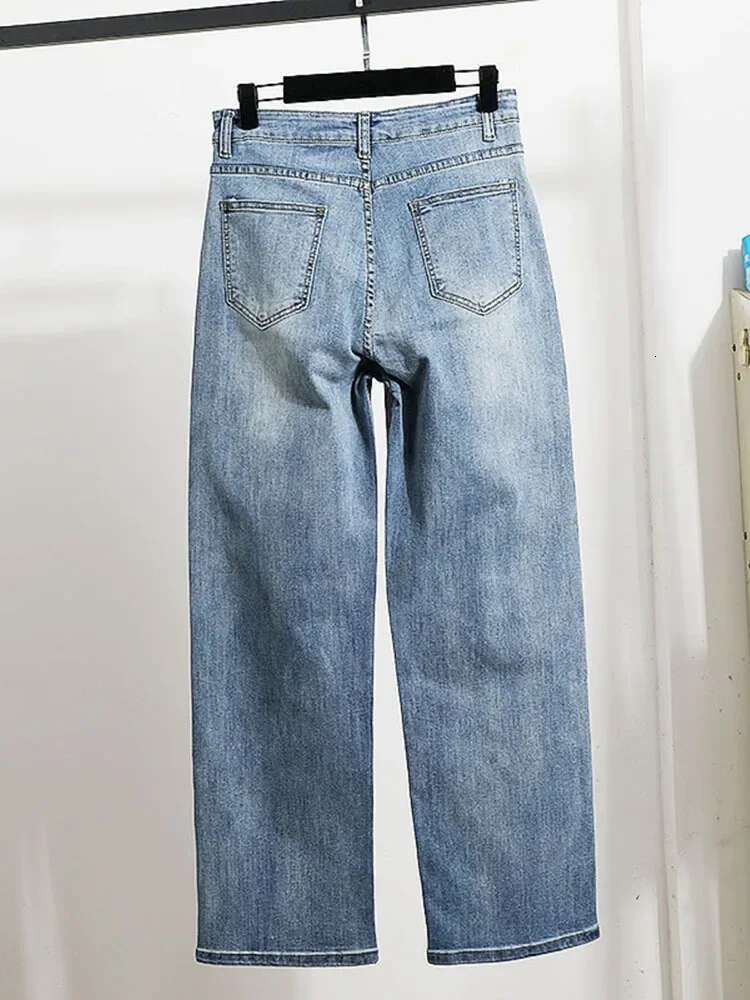 Street Spring Autumn Loose Slimming Straight High Waist Jeans Wide Leg Pants Women Heart Shape Dia Denim Baggy Trousers