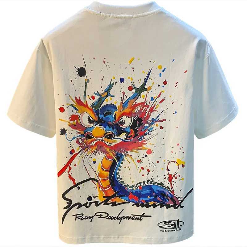 New Summer Graffiti Mens T-shirt Loose Trendy Thin Printed Short Sleeve Premium Half Sleeve ClothingT250318