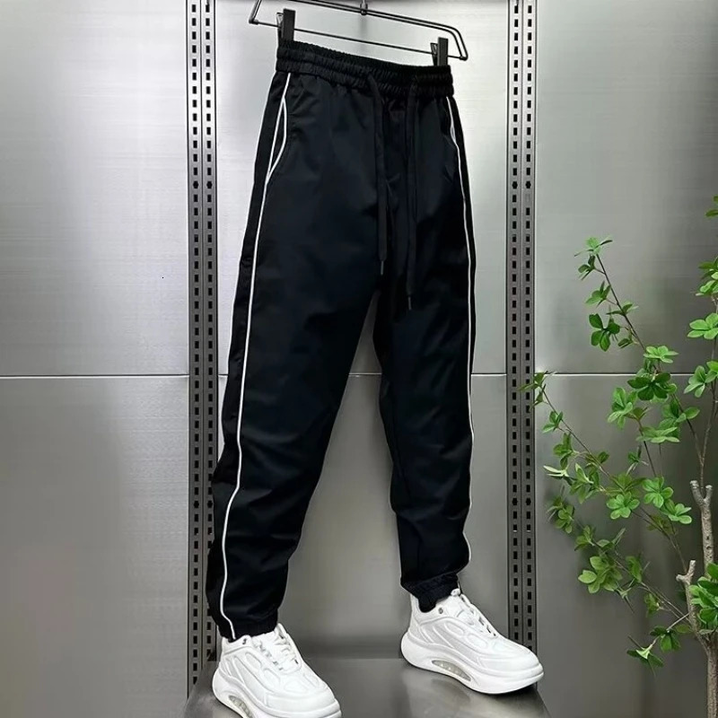 Ice Silk Pants Korean Clothes Summer Man Pants Big Size Joggers Men Trousers Sport Running Mens Cropped Trousers Gym 250318