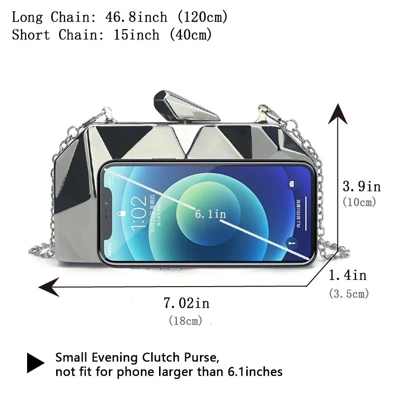 Gold Acrylic Box Geometric Evening Bag Clutch Bags Elegent Chain Women Handbag for Party Shoulder Bag for WeddingDatingParty 250318