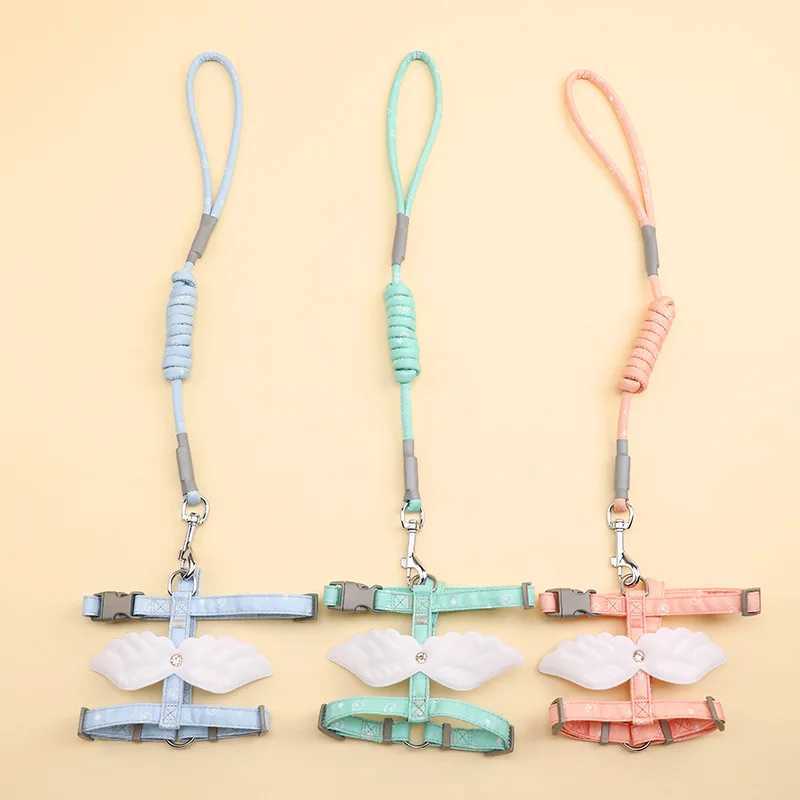 Cute Angel Wing Cat Strap 120cm Strap Outdoor Cat Dog Strap and Strap Set Waterproof Tank Top Chest Strap Kitten AccessoriesT250319