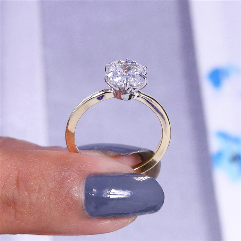 Jewelry 1.0 Carat Elongated Cushion Lab Diamond Solitaire Ring For Women Two Tones Real Gold E VS1 IGI Certificate CVD Diamond Engagement Ring