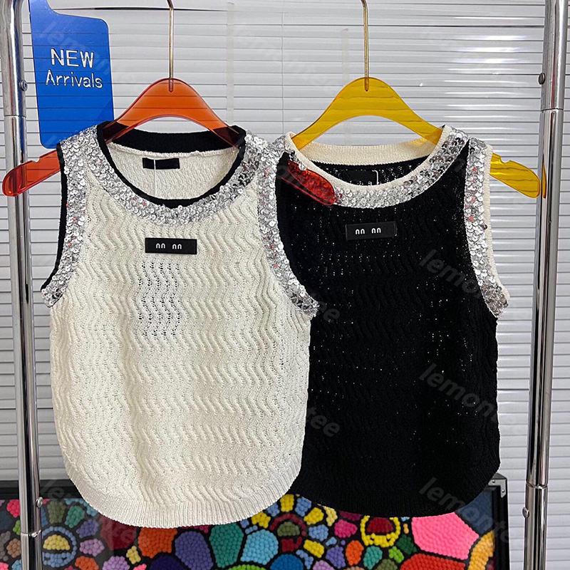 Sequined Knitted Vest Lady Tank Top Designer Sleeveless Tee Summer Sweater Luxury Waistcoat -12 Wavy Vest Women T-shirts DPD2503181