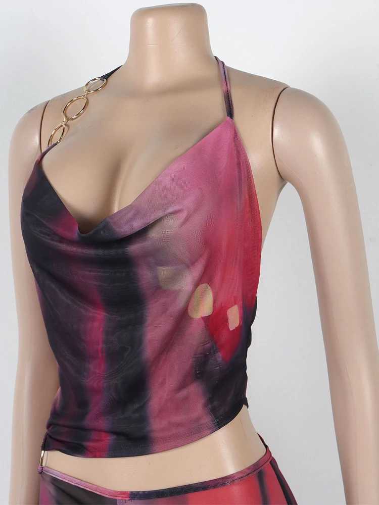 Beyprern Womens Charm Dream jumpsuit for girls with suspender neckline O-ring tie dye jumpsuit X250318