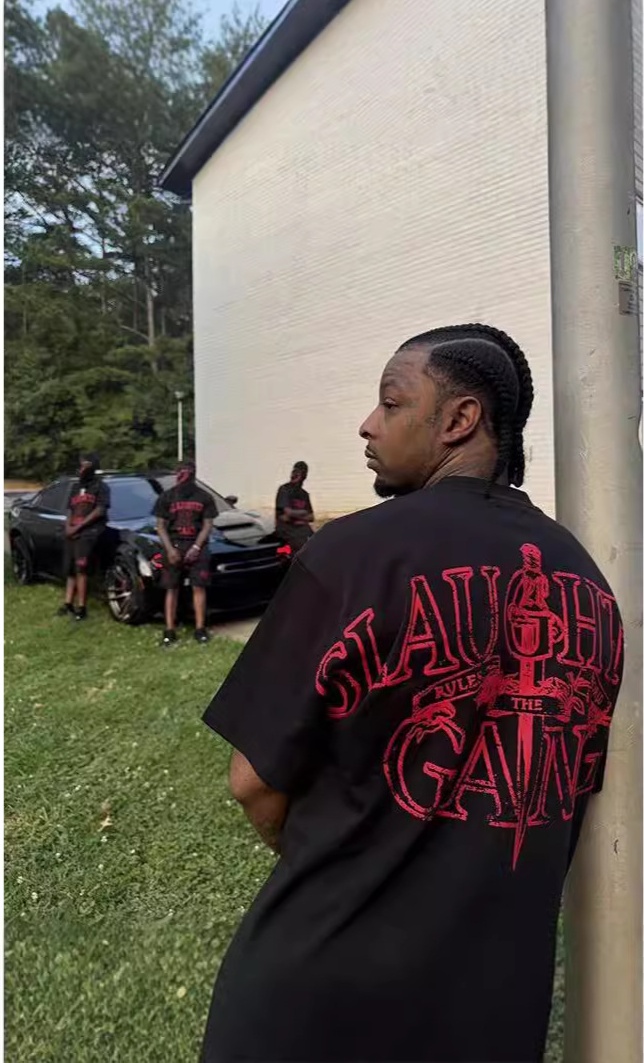 Men's Designer Shorts Mesh 21 Designer t shirts short sleeve trendy tees savage gang short set Hip-hop Street tracksuit