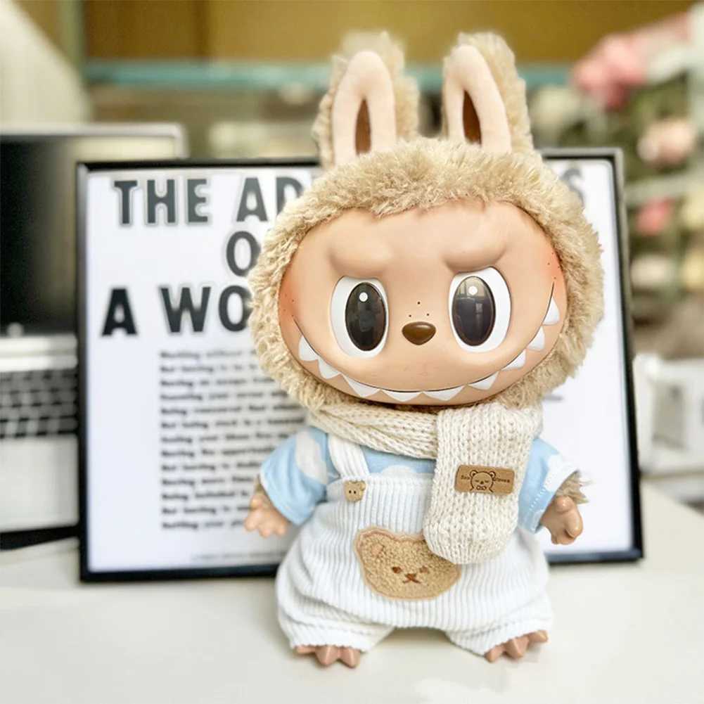 38cm mini doll clothing accessory suitable for Korean K-pop Exo Labubu Idol V1 V2 cloud shirt white belt set Y250318