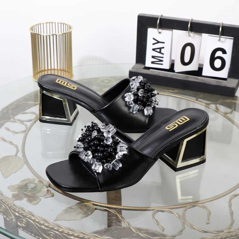 High 2024 Summer Rhine Pearl Sandals Sliding Warm Shoes Plus Size Outer Sandals Fur Sandals 6CM Y250317