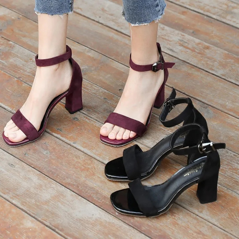 Womens 2024 Summer Fashion Sandals Medium High Heel Outdoor Sandalias Elegant Wedding Shoes Bridal Plus Size 34-40 Buckle Strap 250317