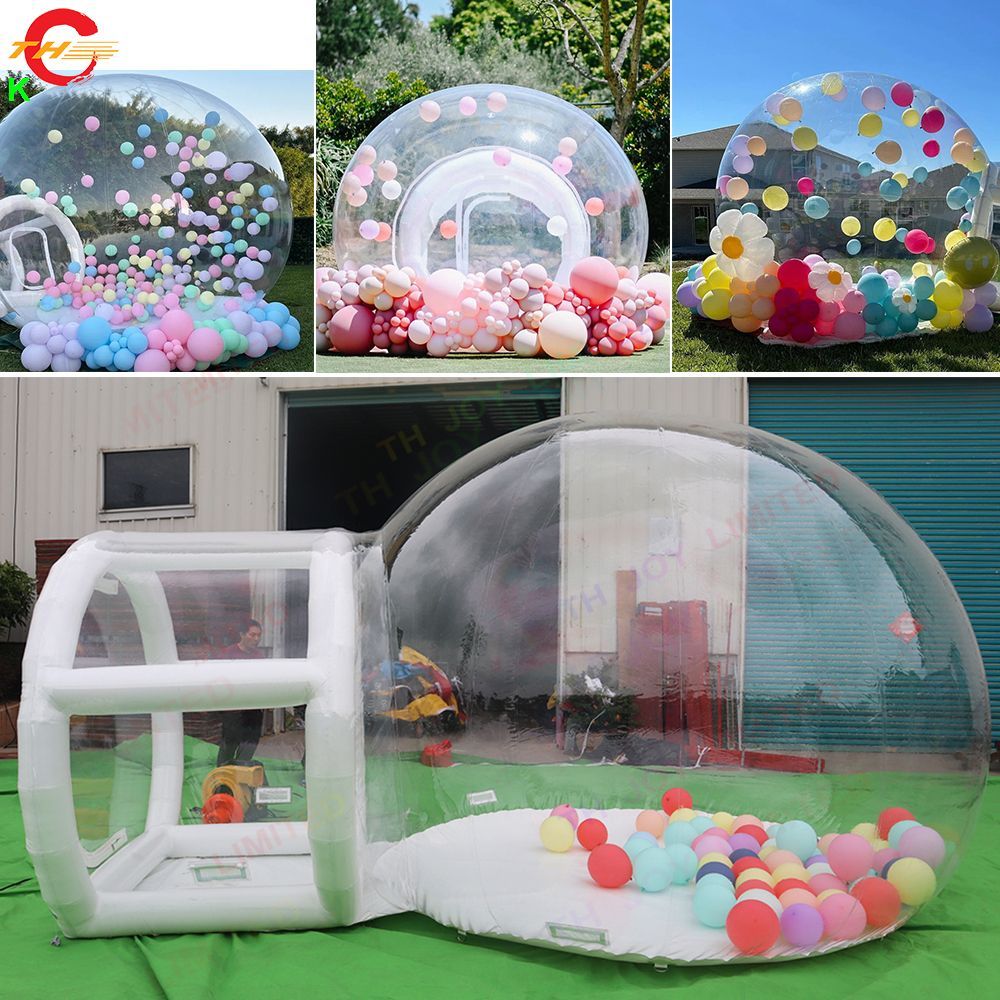 5m dia + 2m Tunnel with blower Outdoor Activities Free Air Shipping Commercial Grade Inflatable Bubble House Bubble Tent for Party Balloons Decoration