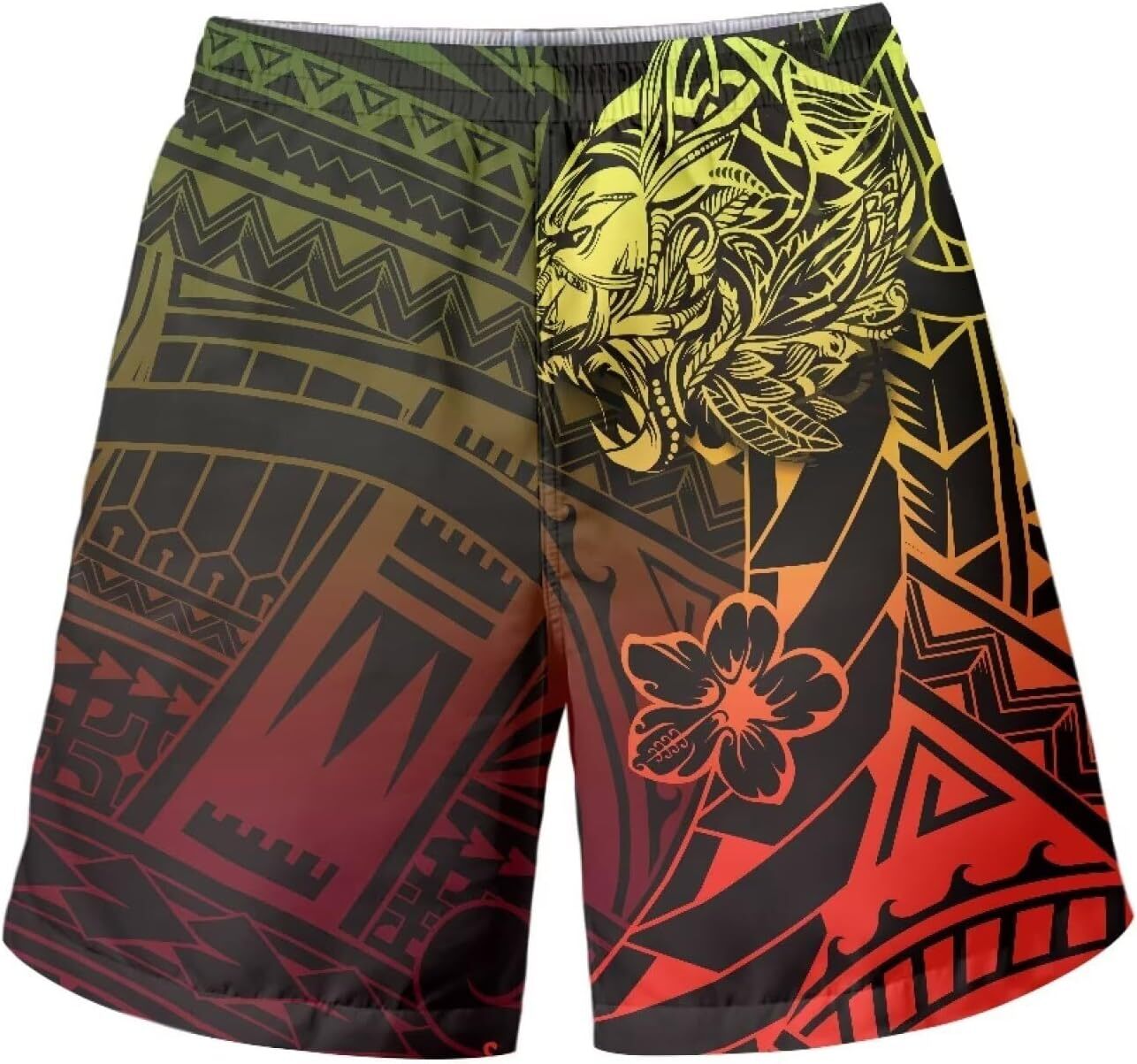 Polynesian Style Print Running Shorts for Men Gym Shorts Boho Clothes Polynesian Hibiscus Pattern Custom Beach Short