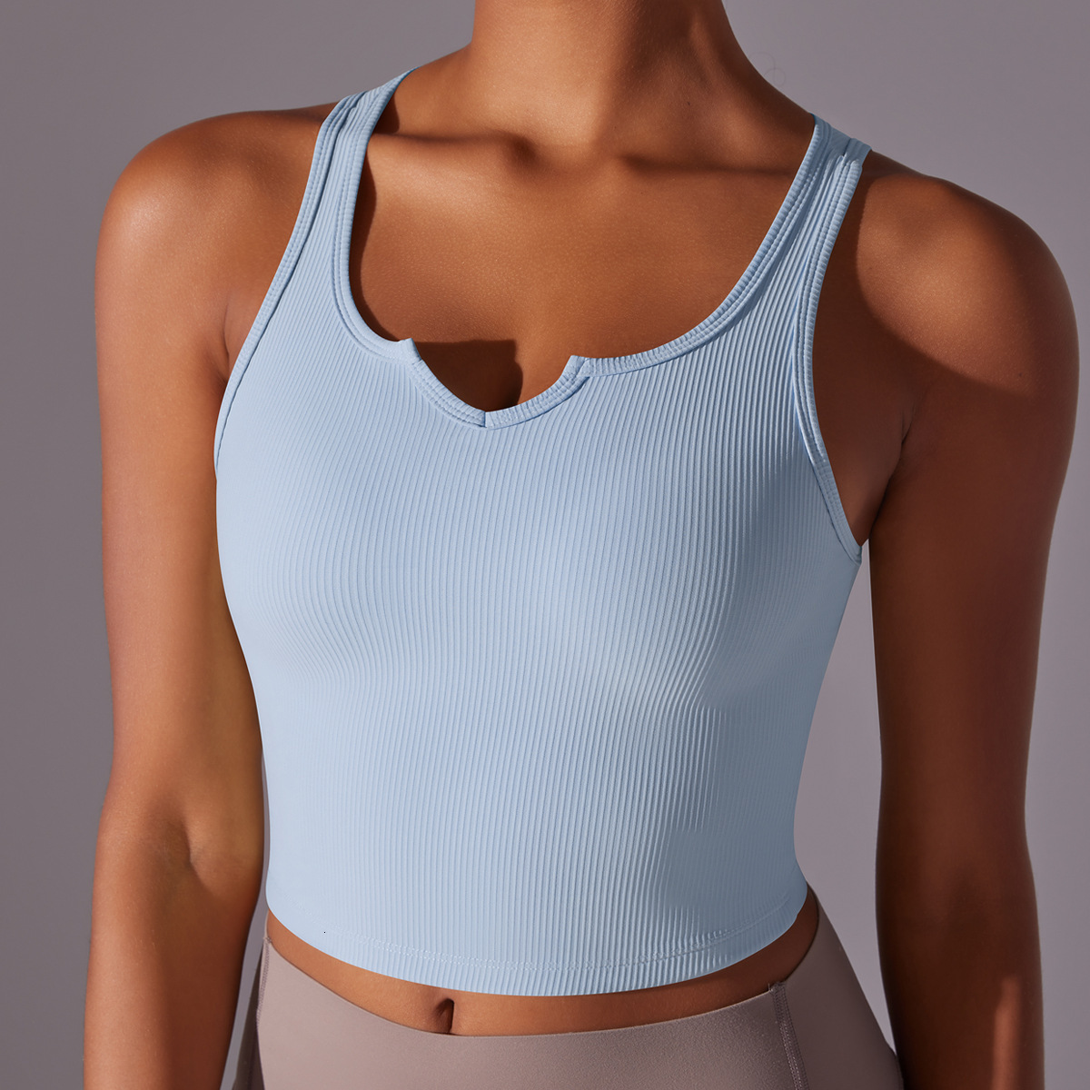 tracksuit Tight fitting high elasticity thread V-neck semi fixed cup, stomach covering vest, running fitness yoga suit for women leggings