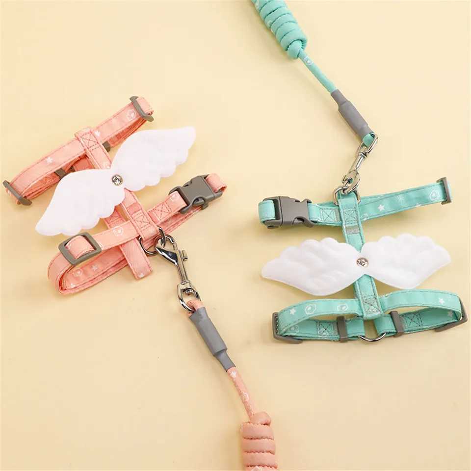 Cute Angel Wing Cat Strap 120cm Strap Outdoor Cat Dog Strap and Strap Set Waterproof Tank Top Chest Strap Kitten AccessoriesT250318