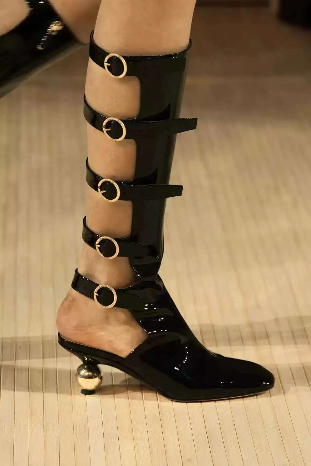 2024 Fall New Runway Strange Style Leather Hollow Out Ankle Boots Designer Round Toe Black Long Boot Women's Shoes