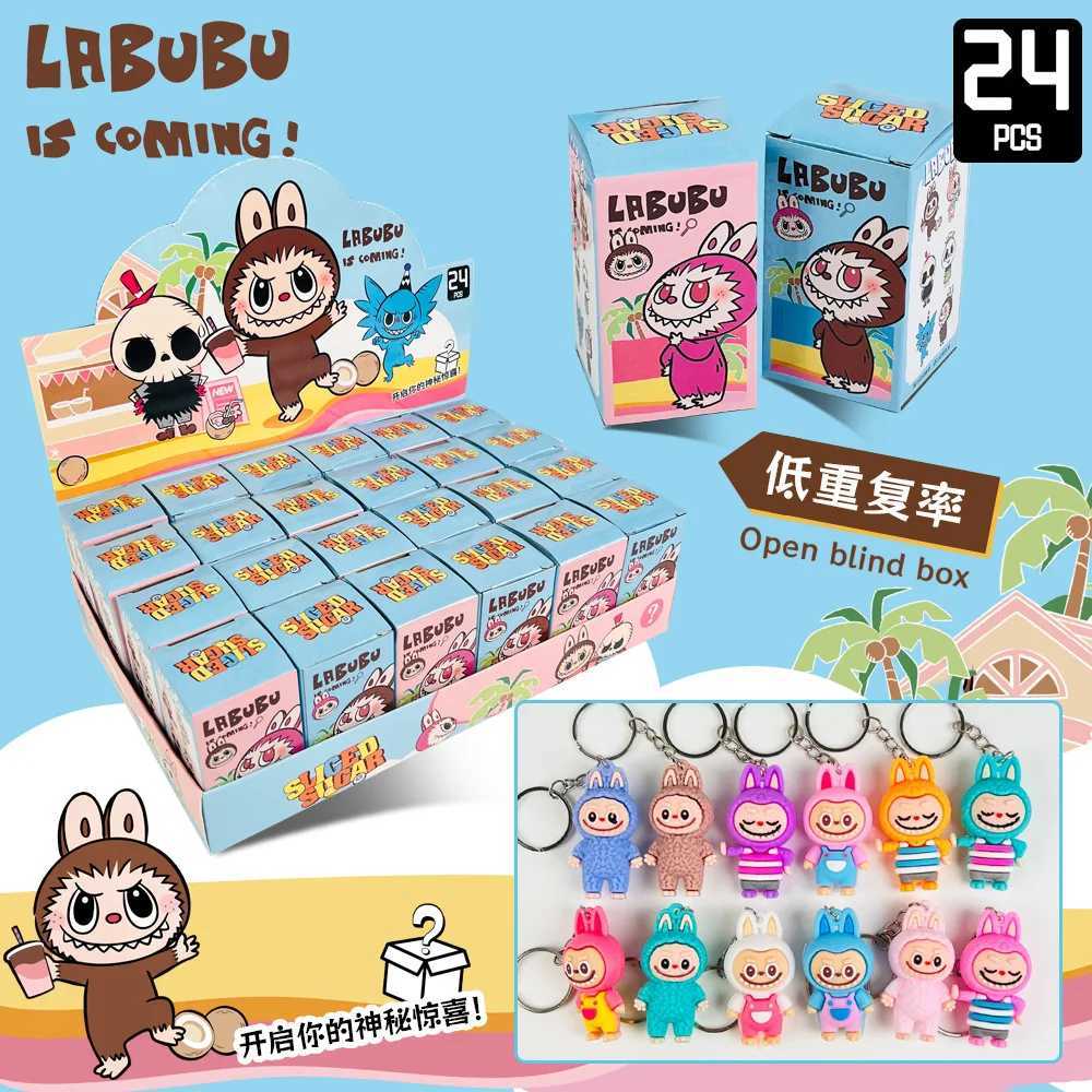 24 Labubu blind box pattern dolls PVC small pendant trend cute Kawaii cartoon keychain mysterious box decoration wholesaleT250318