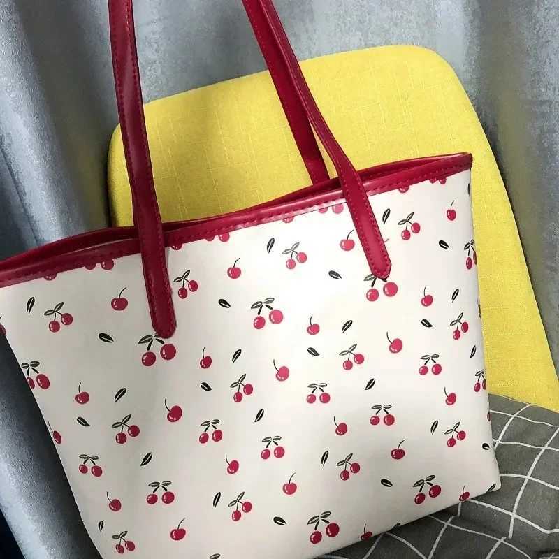Sweet ry Print Totes for Wen 2024 New High-capacity PU Shoder Bag All Mah Off Lady Vintage PU Handbag Bolsos Z250318