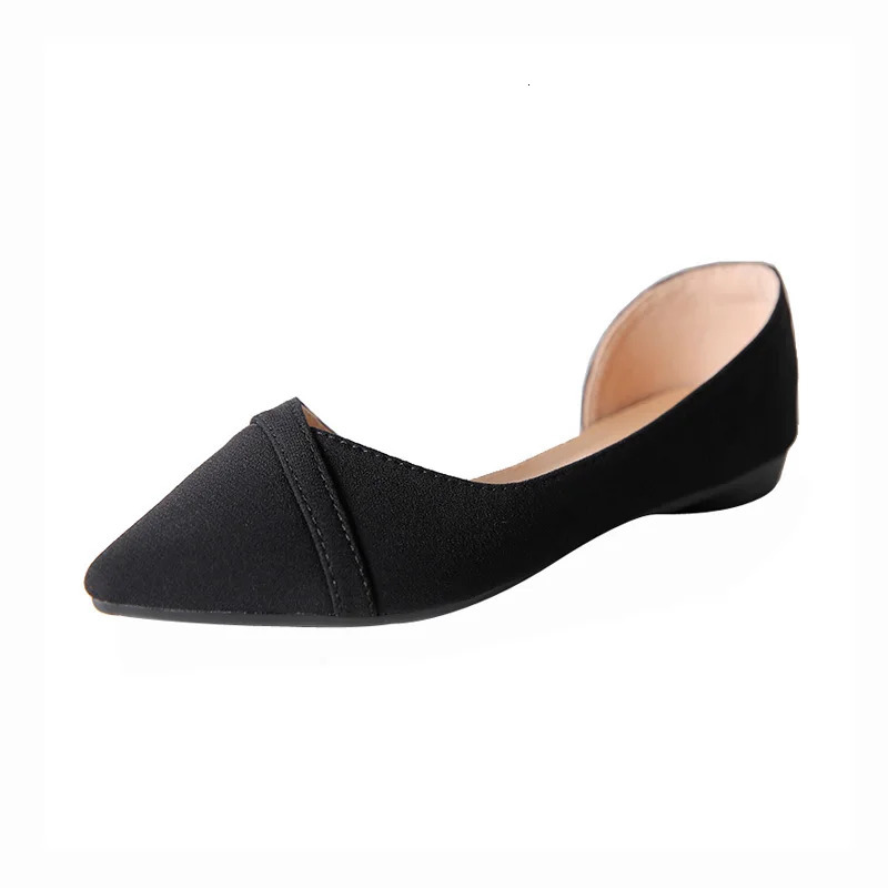 Women Flats Pink Black Pure Color Plus Small Size 33 34 Large 41 42 43 44 Suede Leather Pointed Toe Office Lady Flat Heel Shoes 250318