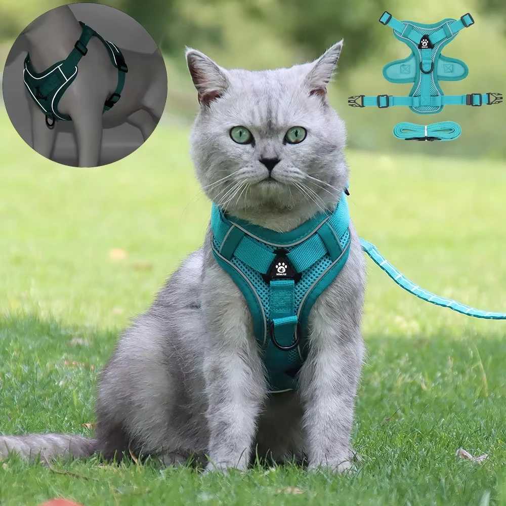 Cat Harness and Leash Set Escape Proof For Small Medium Dog Cat Breathable Reflective Adjustable Kitten Chest Strap Pet SuppliesT250318