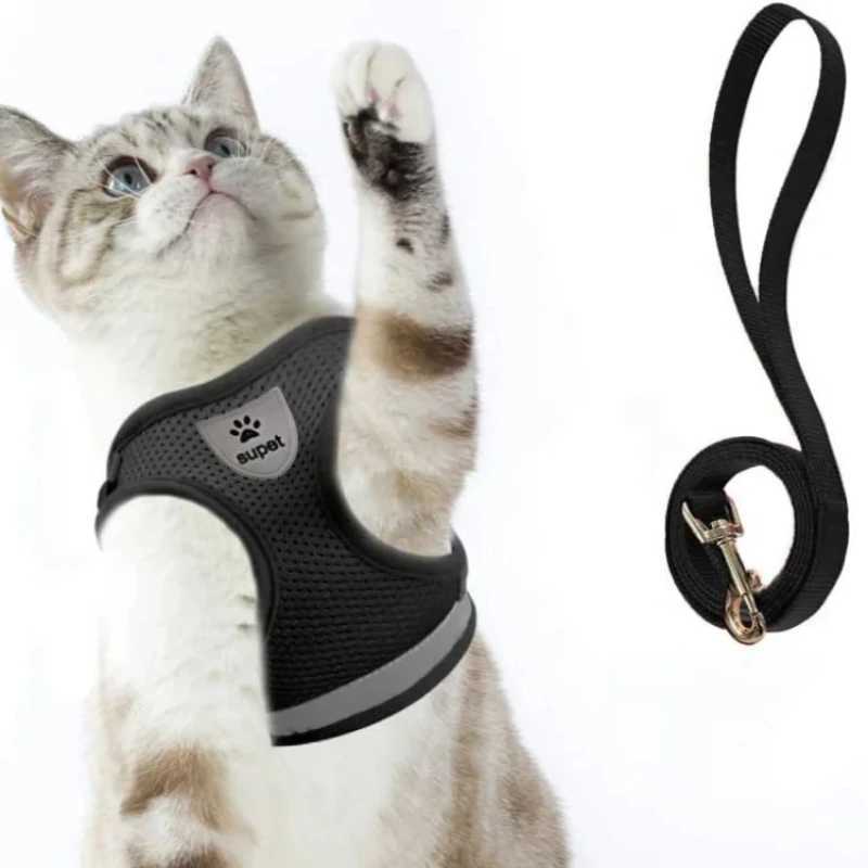 Reflective cat and dog harness anti escape pet net vest breathable outdoor pet supplies kitten accessoriesT250318