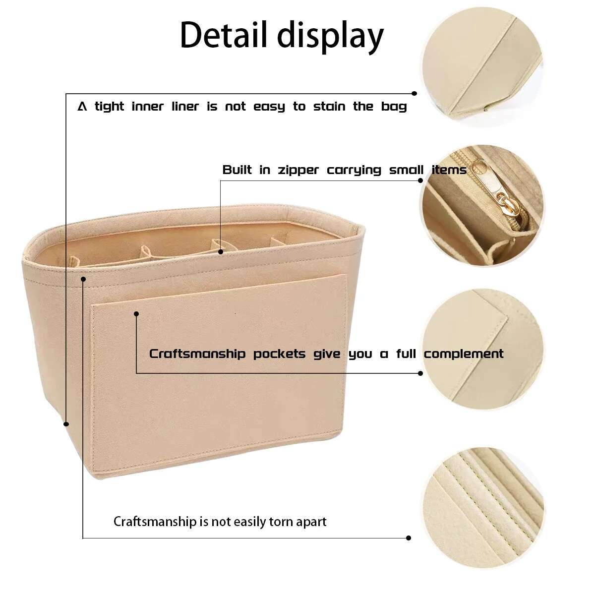 Insert Felt Fits Tote Support Ed Storage Cosmetic Bag Small Shoulder Bags