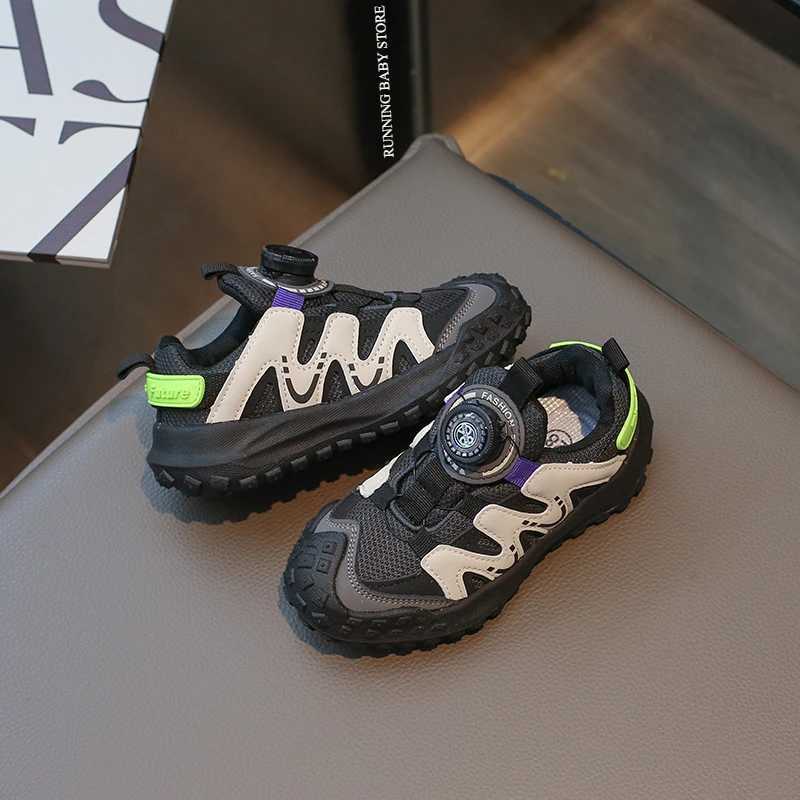 New Knob Boys Sports Running Striped Running Shoes Casual Sports Shoes Outdoor Breathable Mesh Girls Anti Slip Training Shoes I03076 W250318