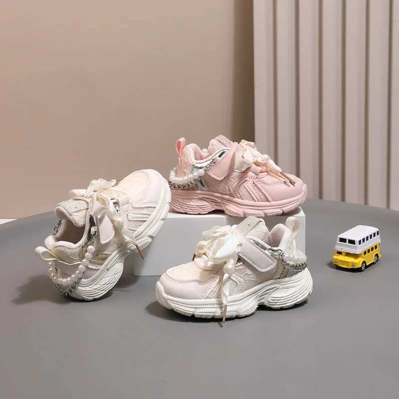 Childrens Shoes 2024 New Toddler Girls Sport Shoes Pearl Soft Sole Breathable Outdoor Tennis Fashion Kids Sneakers EU21-30XJ250318