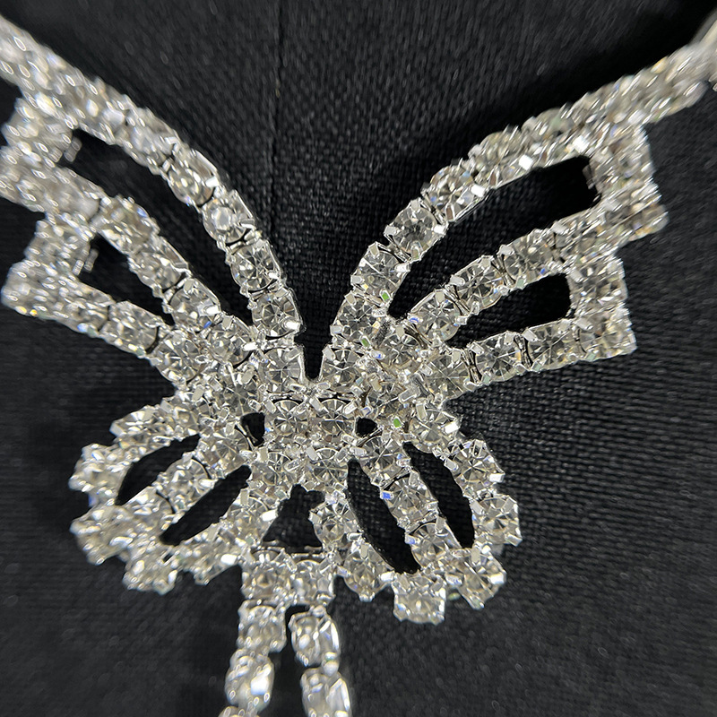 Stage Wear Dance Accessories Sexy butterfly body chain, European and American rhinestone clothing chain, chest chain, summer beach sparkling diamond b