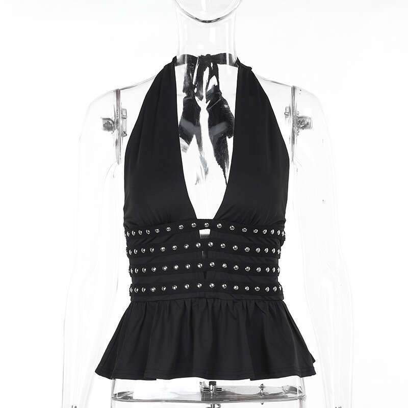 celebrity with Internet spicy girl style sexy hot nail deep V-neck hanging neck backless versatile top vest for women