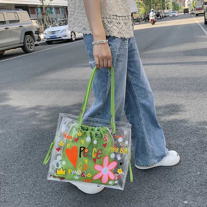 Large Capacity Cmute Transparent Tote Bags 2024 Summer Wens Bag Fi Youth Tote Bag Design Shoder Bag Hot Selling Z250318