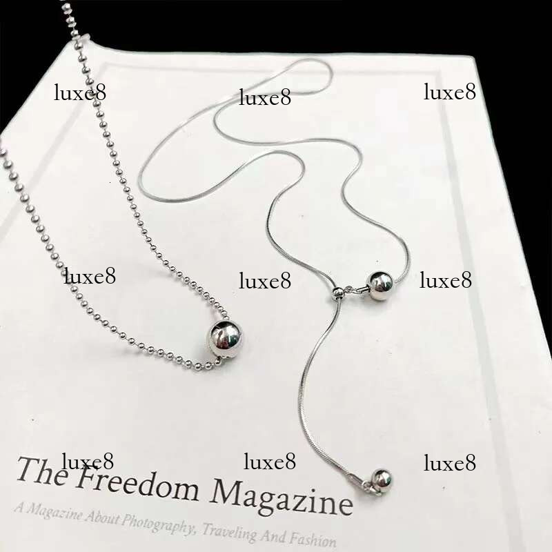 Stainless Steel Sier Color Beaded for Women Fashion Metal Pull Long Snake Bone Chain Necklaces Jewelry Party Gifts