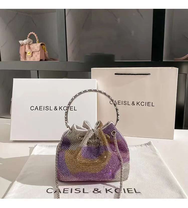 Designer Women's Handbag Crystal Shiny Rhies Dia Evening Wedding Party Clutch Purse Shoulder Crossbody Bag