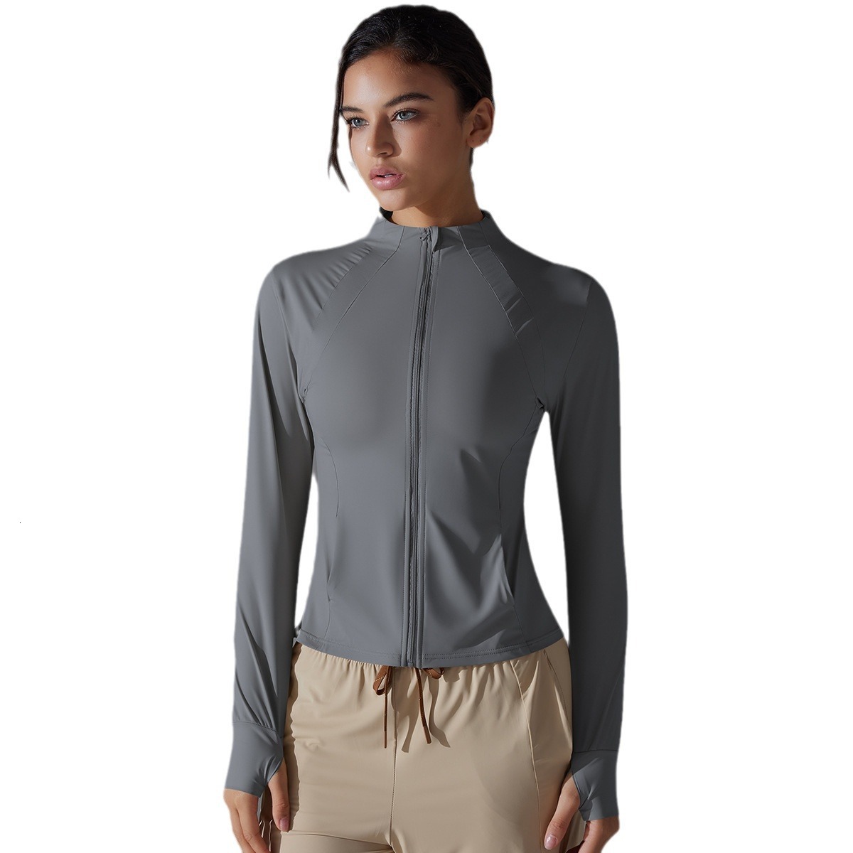 tracksuit Nylon raw yarn, ice silk, cool feeling, yoga slimming, protection, slimming jacket, women's summer anti UV breathable clothing leggings
