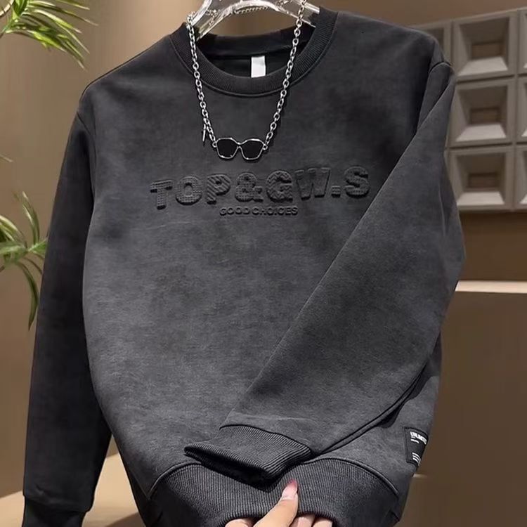 Designer Hoodie Fashionable Light Luxury Clothing Autumn And Winter Men's Velvet Warm And Fashionable Round Neck Sportswear Trendy Men's And