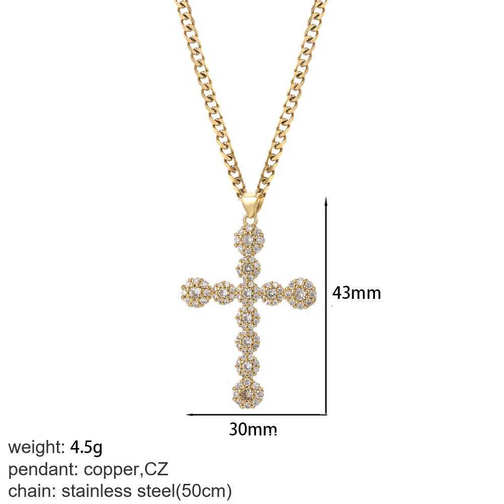 Cross womens pendant necklace gold womens necklace Jesus necklace womens long stainless steel chain amulet necklace W250318