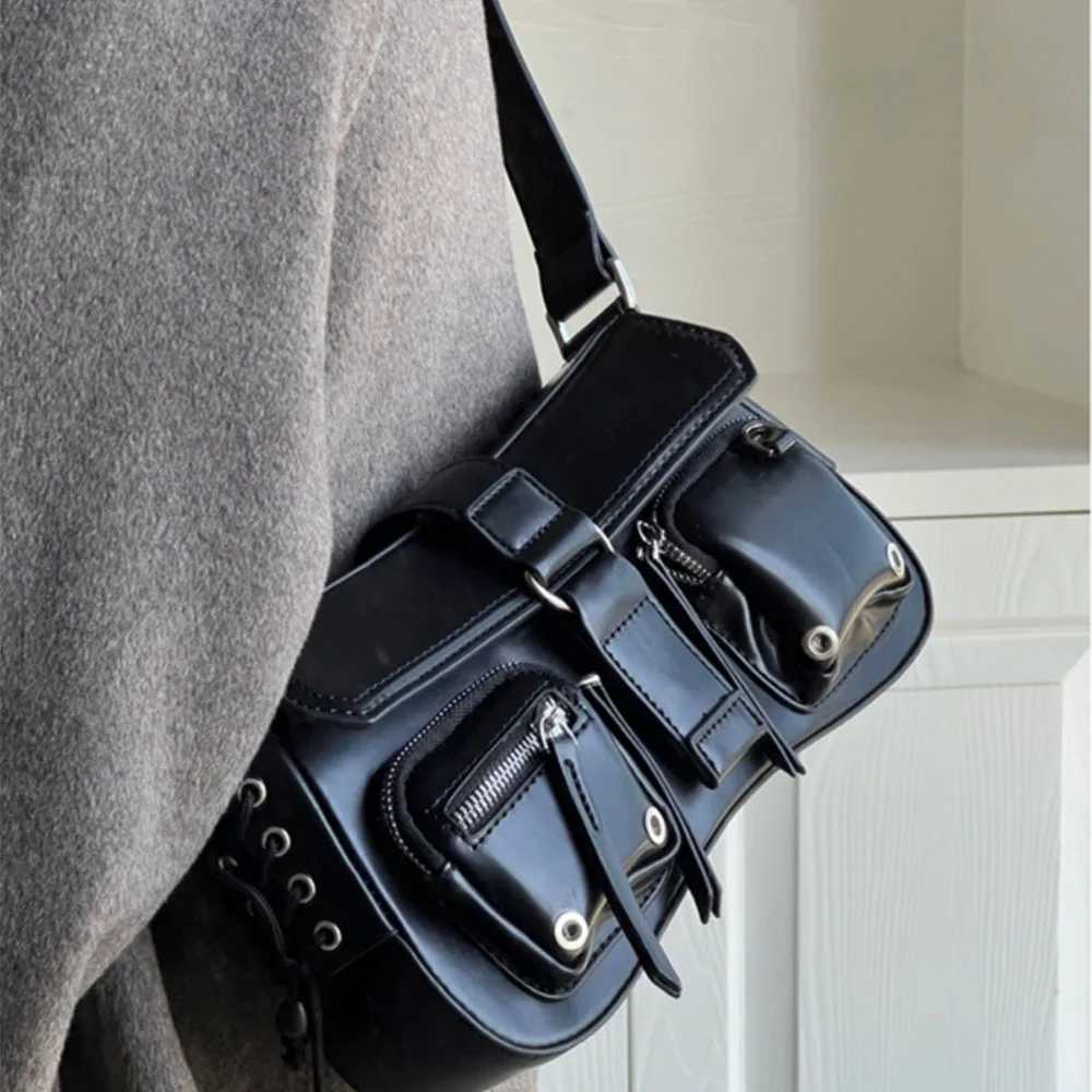 Y2K Korean Wenyuan Su Retro Gothic Black Handbag Ahetic Elegant Punk Wallet Handbag Shooter Trend Handbag ll Y250318