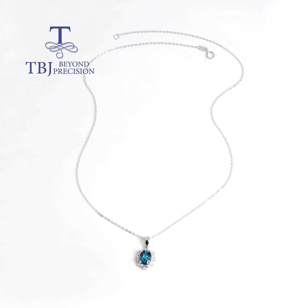 Classic design natural London blue yellow jade 925 sterling silver pendant necklace suitable for women and girls holiday exquisite jewelry gifts W2503