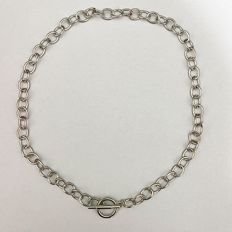 Thick Chain OT Buckle Necklace Female Light Luxury Niche Design Collarbone Chain Choker Jewelry