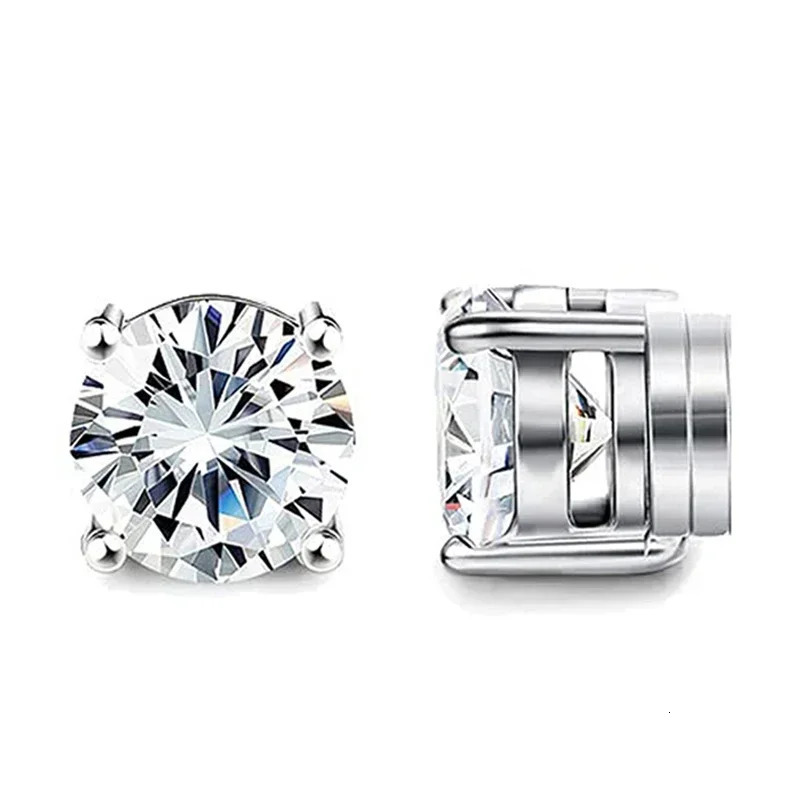 1 Pairs Crystal Strong Magnetic Ear Stud Clip Earrings for Men Women Punk Round Zircon Magnet Non Piercing Jewelry 250304