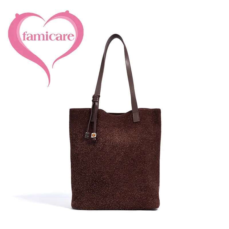 Wholesale Women Sudede Tote Female Fashion Handbag Lady Frosted Split Leather Underarm Shoulder Large Capacity Shopping Bag