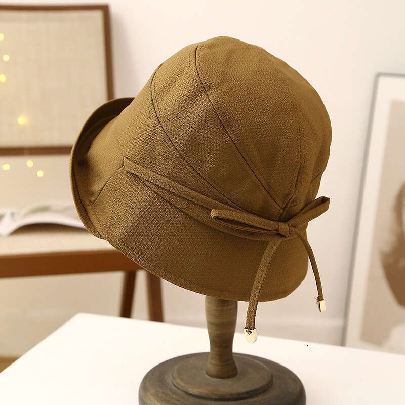 Hat children's Korean version lace up fisherman spring and summer temperament, rolled edge dome sunshade basin hat, looks small on the face