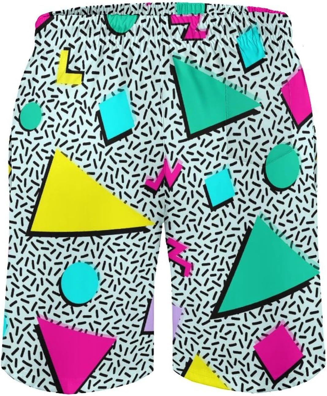 Vintage 80s Memphis Mens Beach Shorts Funny Elastic Waist Quick Dry Swim Trunks Fashion shorts