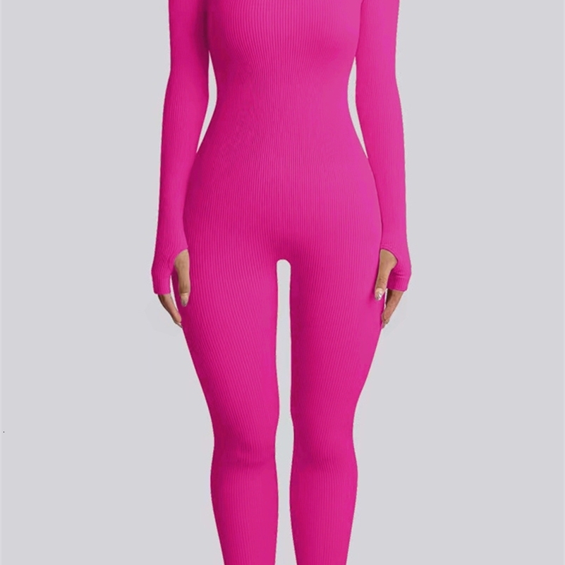 Threaded Fabric High Quality Women Jumpsuits Long Sleeve Shapewear Hip Lift Yoga Exercise One Piece Jumpsuit With Long Pants 250224CJ