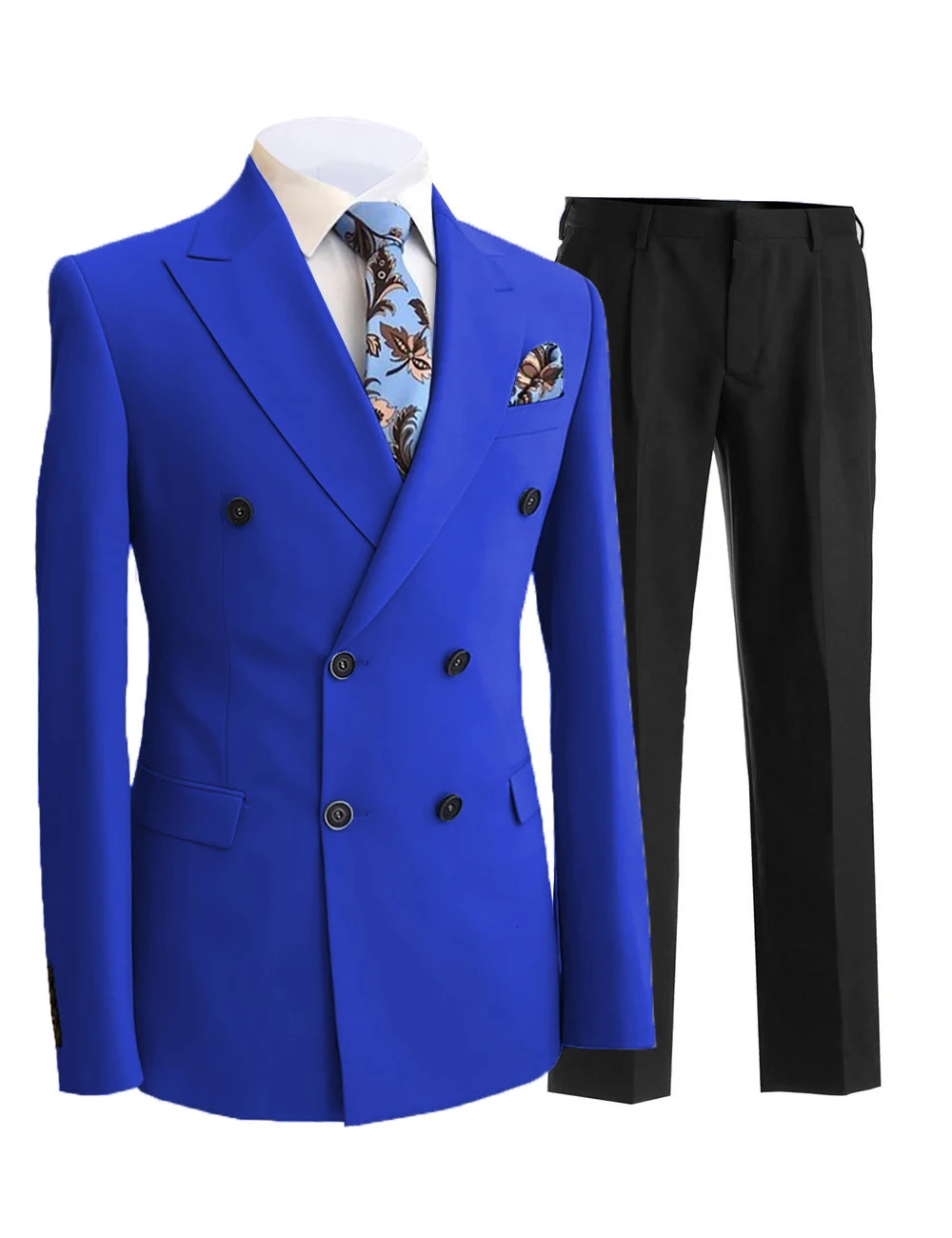 2 Pieces Gentleman Double Breasted Lapel Blazer Mens Suit with Pants Formal White Beige Jacket For Wedding Groom Tuxedos 250224