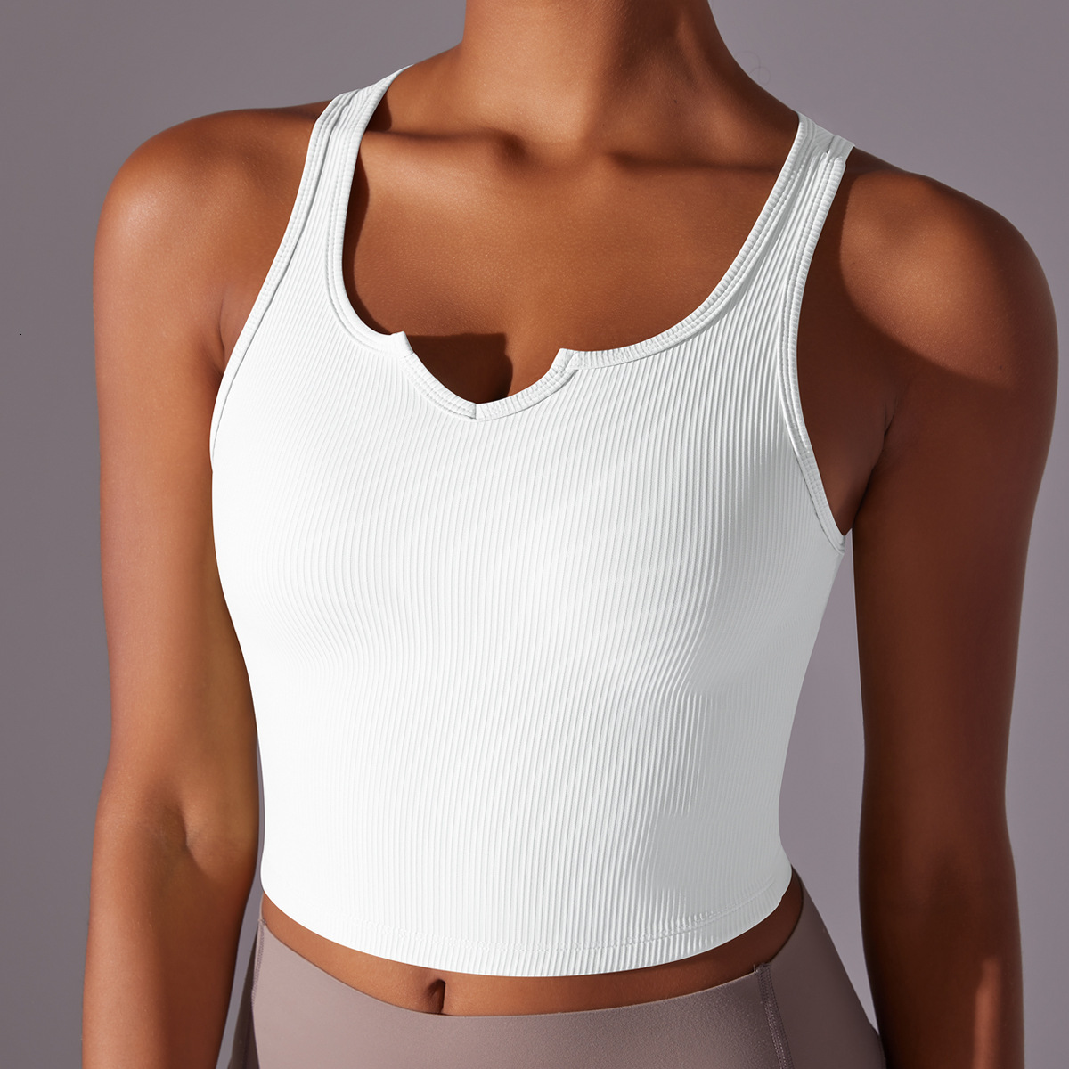 tracksuit Tight fitting high elasticity thread V-neck semi fixed cup, stomach covering vest, running fitness yoga suit for women leggings