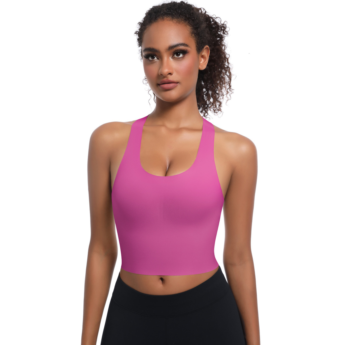 New tracksuit seamless solid color fitness sports bra, breathable, double-layer anti penetration, beauty back yoga suit for women leggings