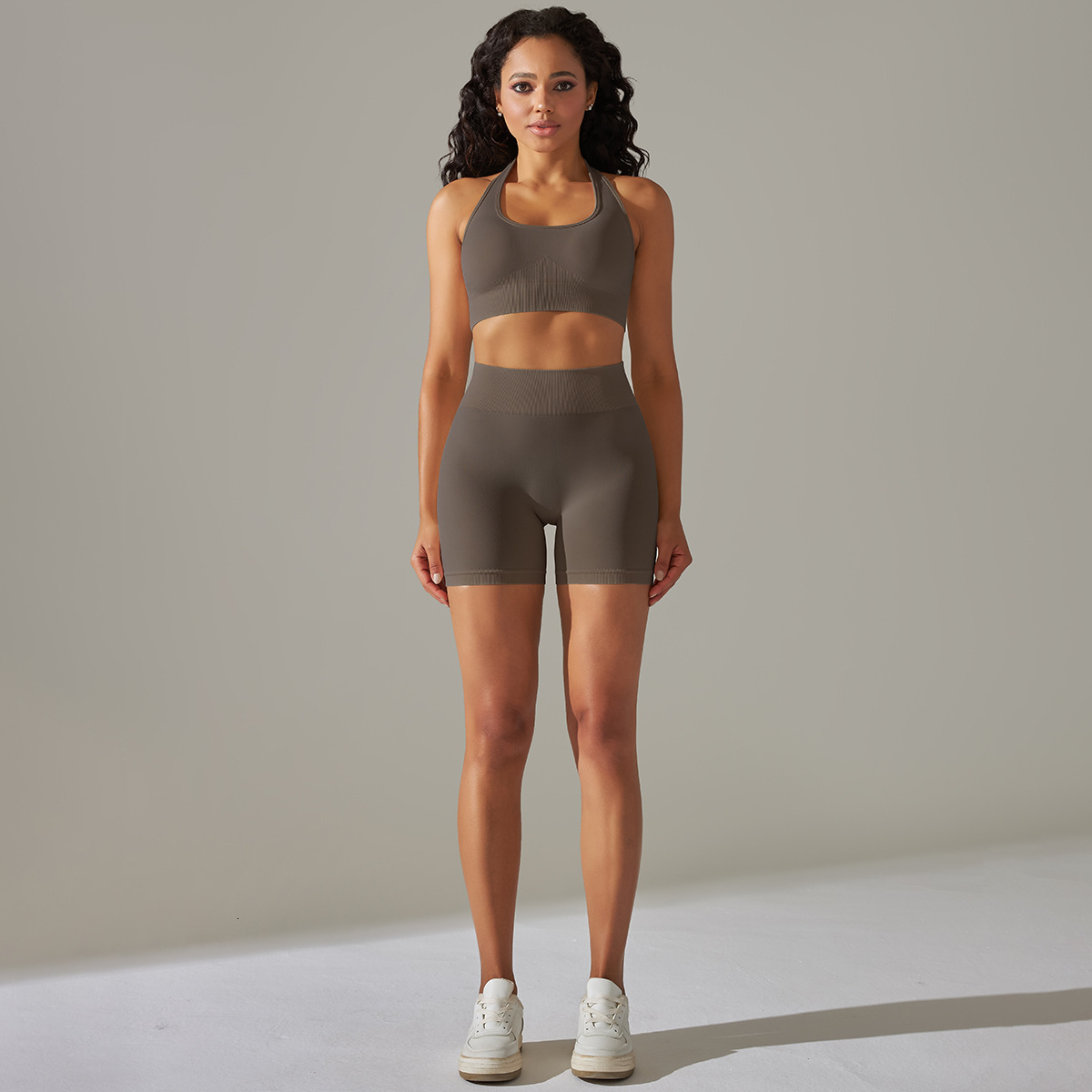 tracksuit Seamless Knitted High Elastic Sports Bra Yoga Running Fitness Shorts Two piece Set for Women leggings