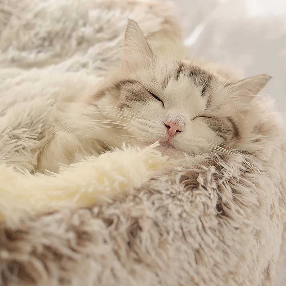 Cat Beds Furniture New warm dog and cat bed round plush cat house cave pet cat mat basket sleep mat for cat mini dog Chihuahua nest