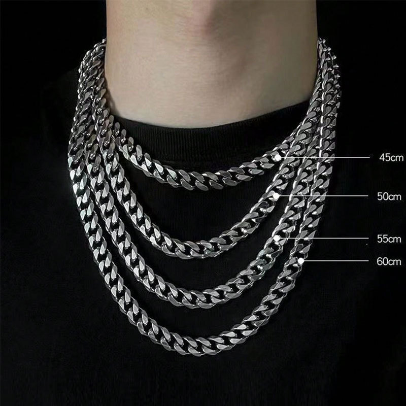 Six-sided Milled Stainless Steel Necklace Unisex Hip Hop All-match Titanium Steel Sweater Chain Jewelry